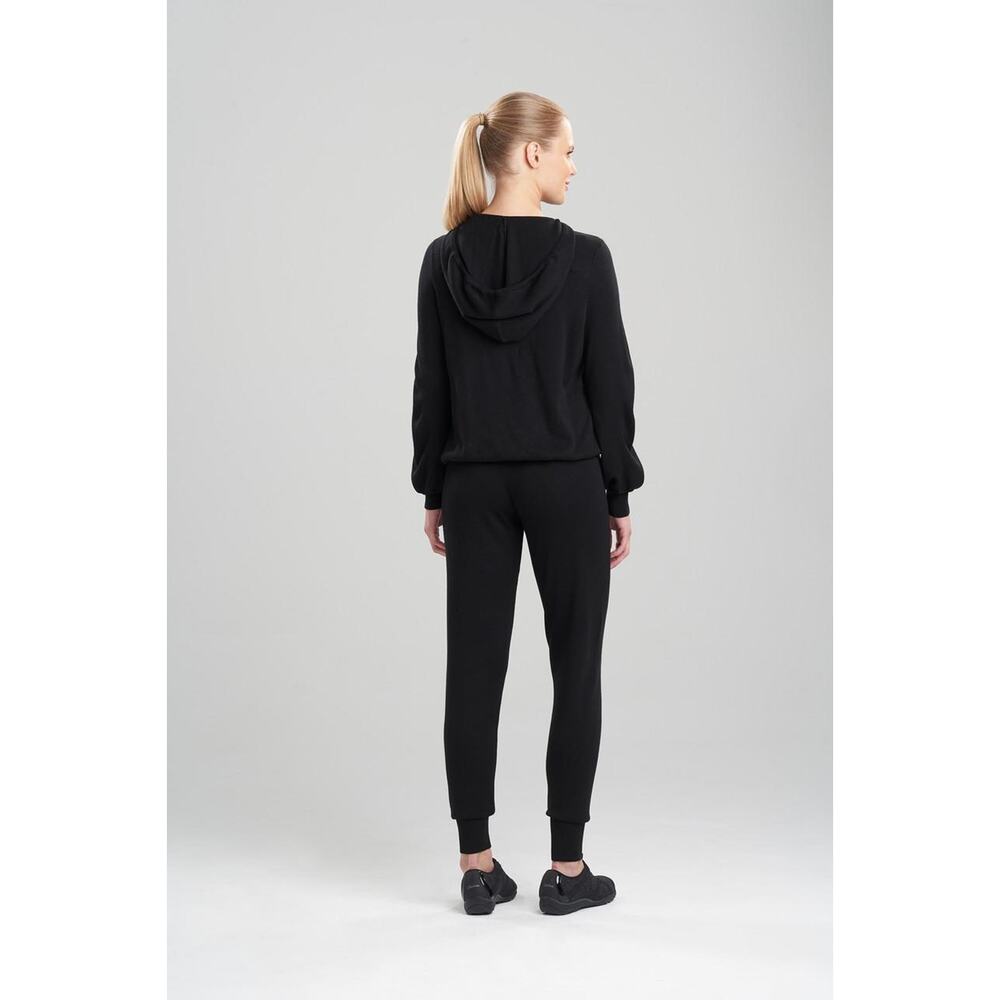 Josie Natori Womens Retreat Pullover Hoodie Sz XS Black Solid Stretch Knit NWT - Picture 5 of 5